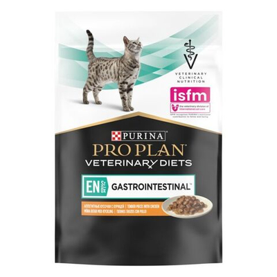 Pro Plan VET EN (курица) 85 г - диета консервы (пауч) для кошек при проблемах пищеварения (желе) Gastrointestinal ST/OX