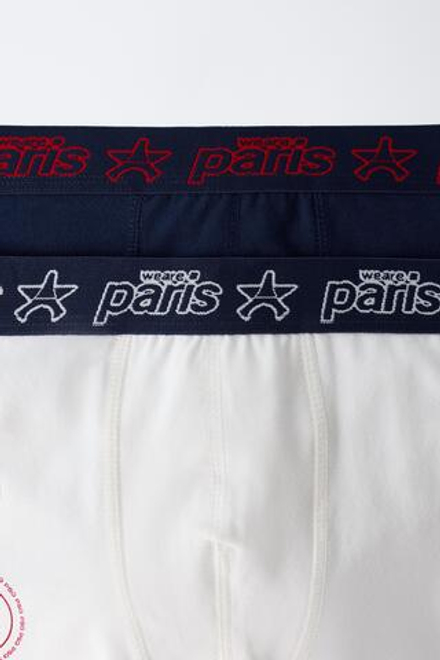ZARA НАБОР ИЗ ДВУХ ТРУСОВ-БОКСЕРОВ PSG ®, ТЕМНО-СИНИЙ/БЕЛЫЙ