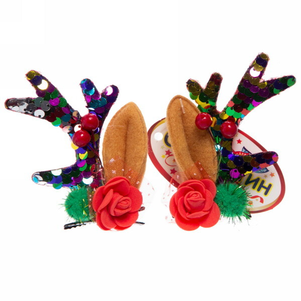 Карнавальный зажим для волос «Рожки оленя», микс