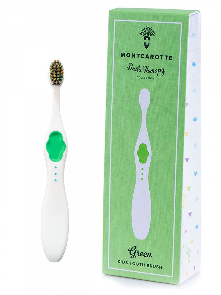 Montcarotte green kids brush KIDS SMILE therapy collection soft 0.15mm MC214 зубная зеленая щетка