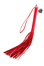 Красная кожаная плеть с петлёй - 50 см. (Цвет: красный)