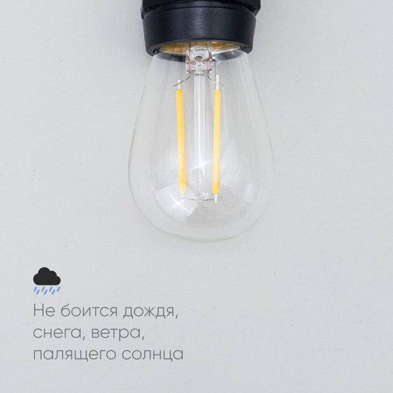 Лампа Филаментная H60 мм. 220В, цоколь E27, 2 Вт, Тепло-белая, 2700К, LTC (FLM27-2W-2WW)