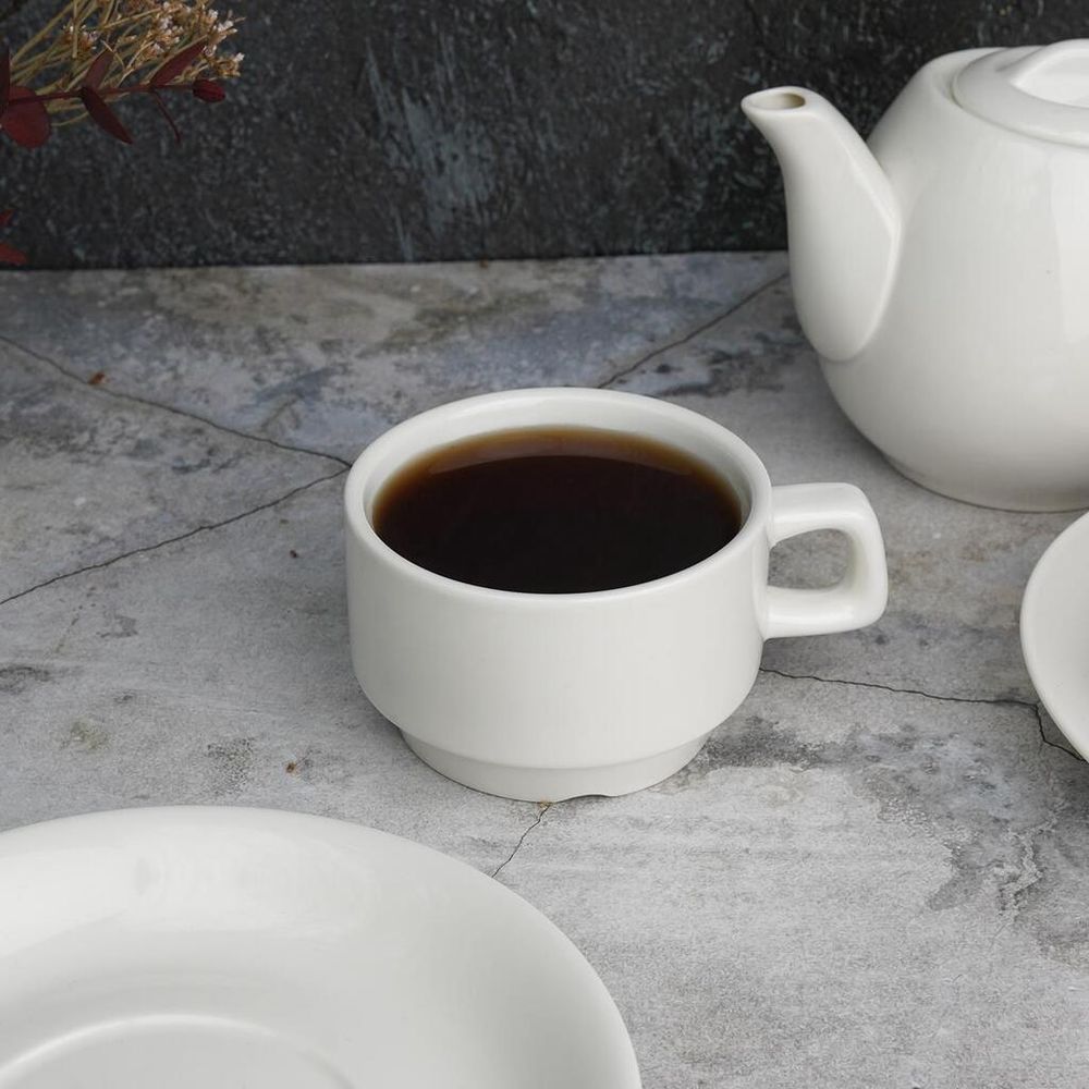 Чайная пара 200 мл белая d 8,4 см h5,4 см фарфор Stackable P.L. Proff Cuisine [6]