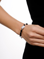 Браслет "Chess queen" с черным агатом Silver