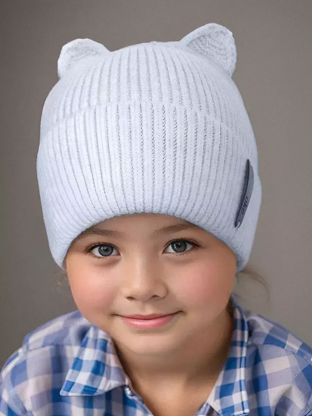 Шапка детская с ушками на осень