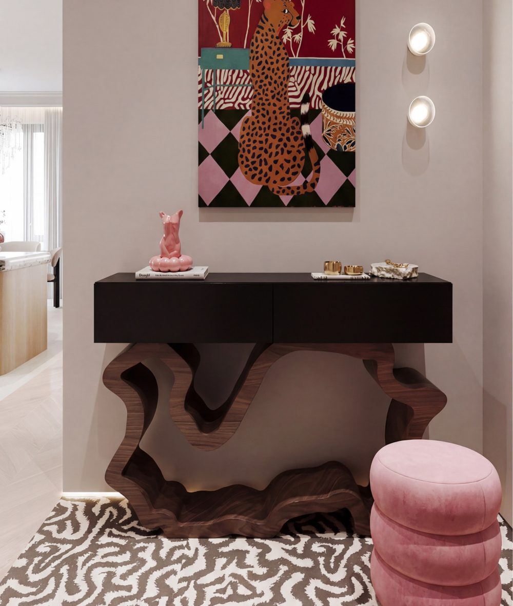 Консоль "Эскальер", орех + черный