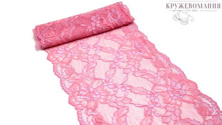 Эластичное кружево, розовый/сиреневыми цветами, 19 см (Артикул: EK-1003), м