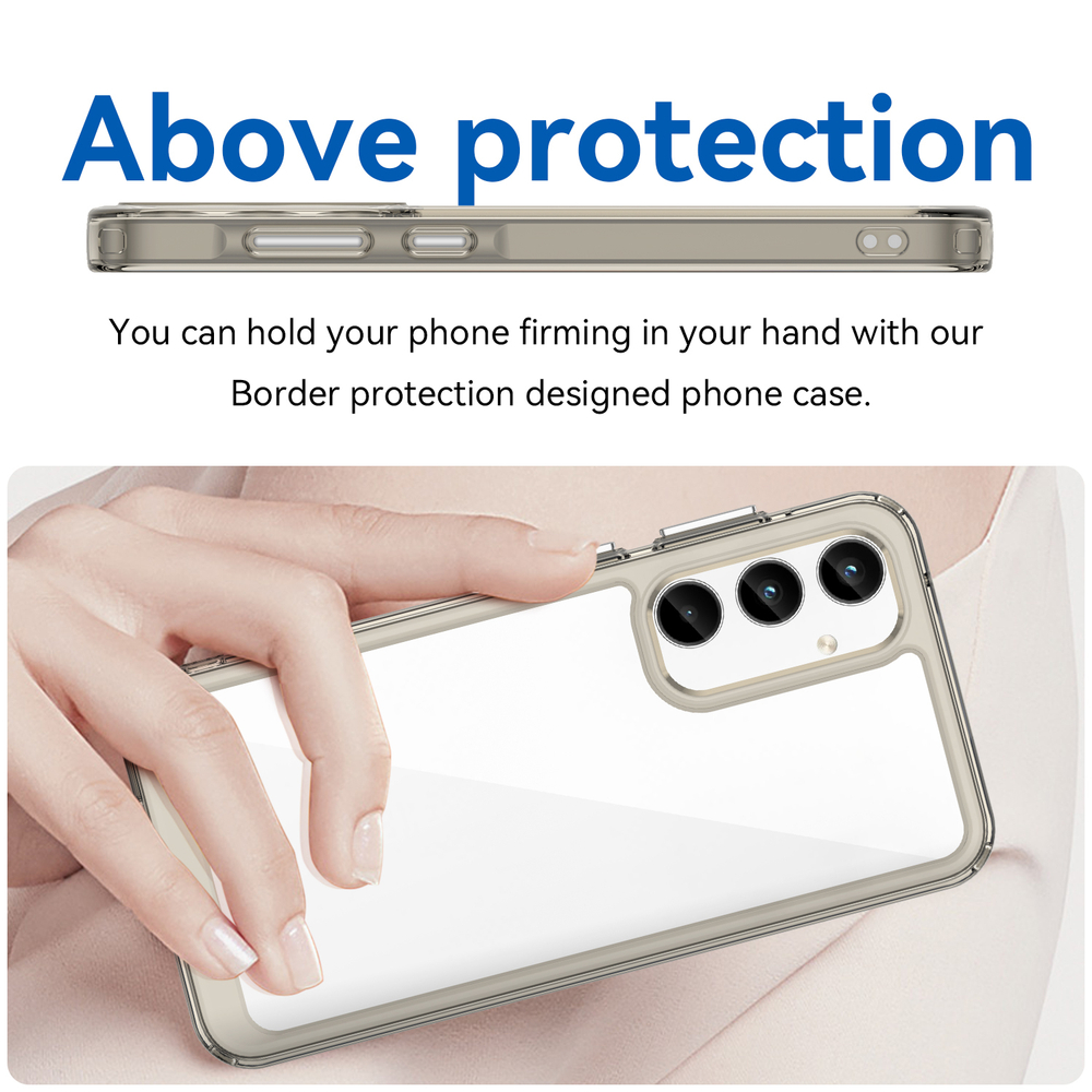 Чехол с мягкими усиленными рамками серого цвета для смартфона Samsung Galaxy A35, мягкий отклик кнопок