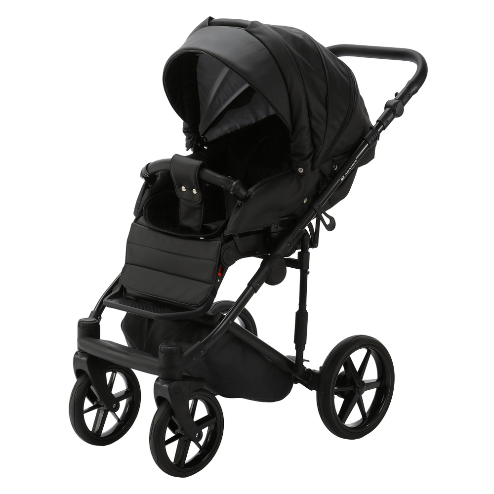 Детская универсальная коляска Adamex ZICO Deluxe Z-SA2 (3в1) - Черная экокожа