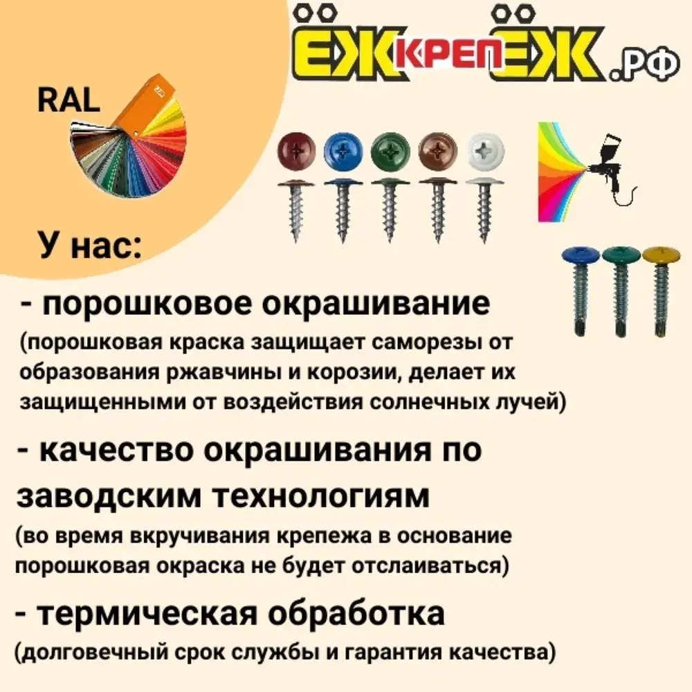 Саморезы прессшайба 4,2х13 мм острый Черный RAL-9005 (50 шт) ЁЖкрепЁЖ.