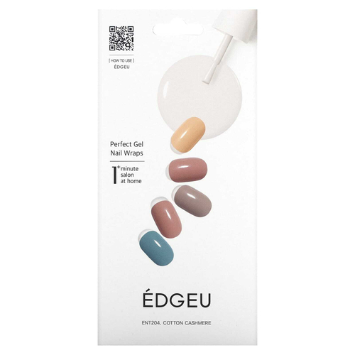 Edgeu, Perfect Gel Nail Wraps, ЛОР, 204 хлопок, кашемир, набор из 19 предметов