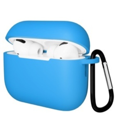 Чехол Gurdini с карабином, покрытие софт-тач для Airpods Pro 3 (Голубой)