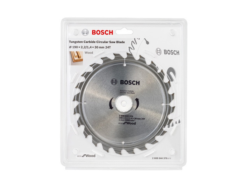 Диск пильный 190х30 мм 24 зуб. по дереву ECO WOOD BOSCH