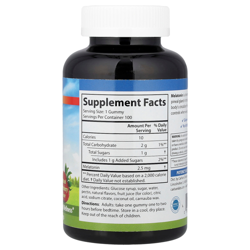 Carlson, Жевательные мармеладки с мелатонином, натуральная клубника, 2,5 мг, 100 вегетарианских жевательных таблеток