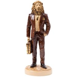Скульптура Лев Бизнесмен Айвори Коричневый