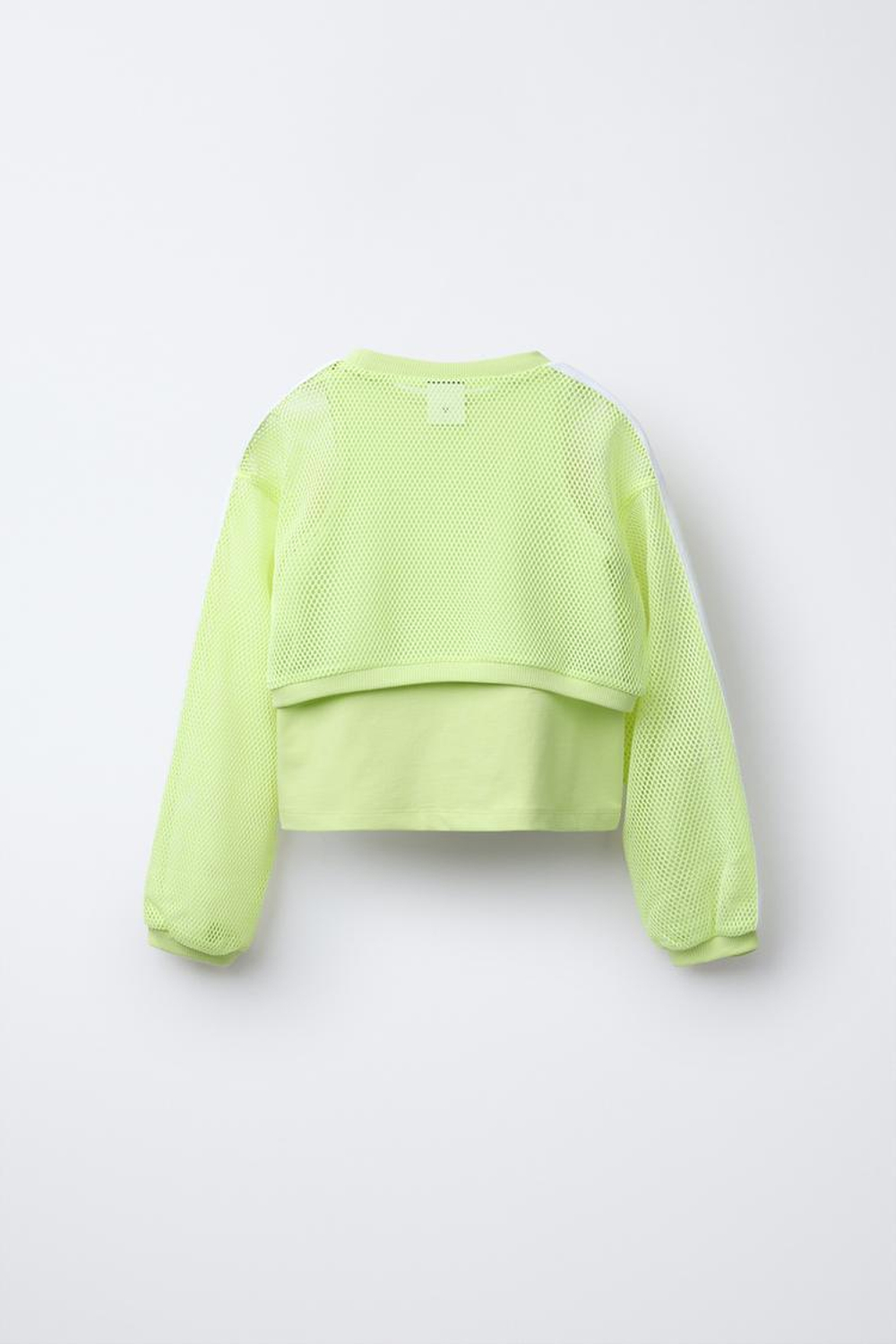 ZARA УКОРОЧЕННАЯ ФУТБОЛКА В СЕТКУ, ЛАЙМОВЫЙ