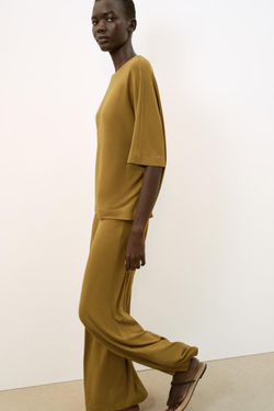 ZARA ТОП С РУКАВАМИ «ЛЕТУЧАЯ МЫШЬ», ОХРА