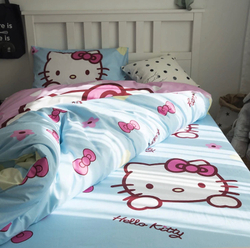 Постельное белье 1.5 Полуторка Сатин Детское Hello Kitty