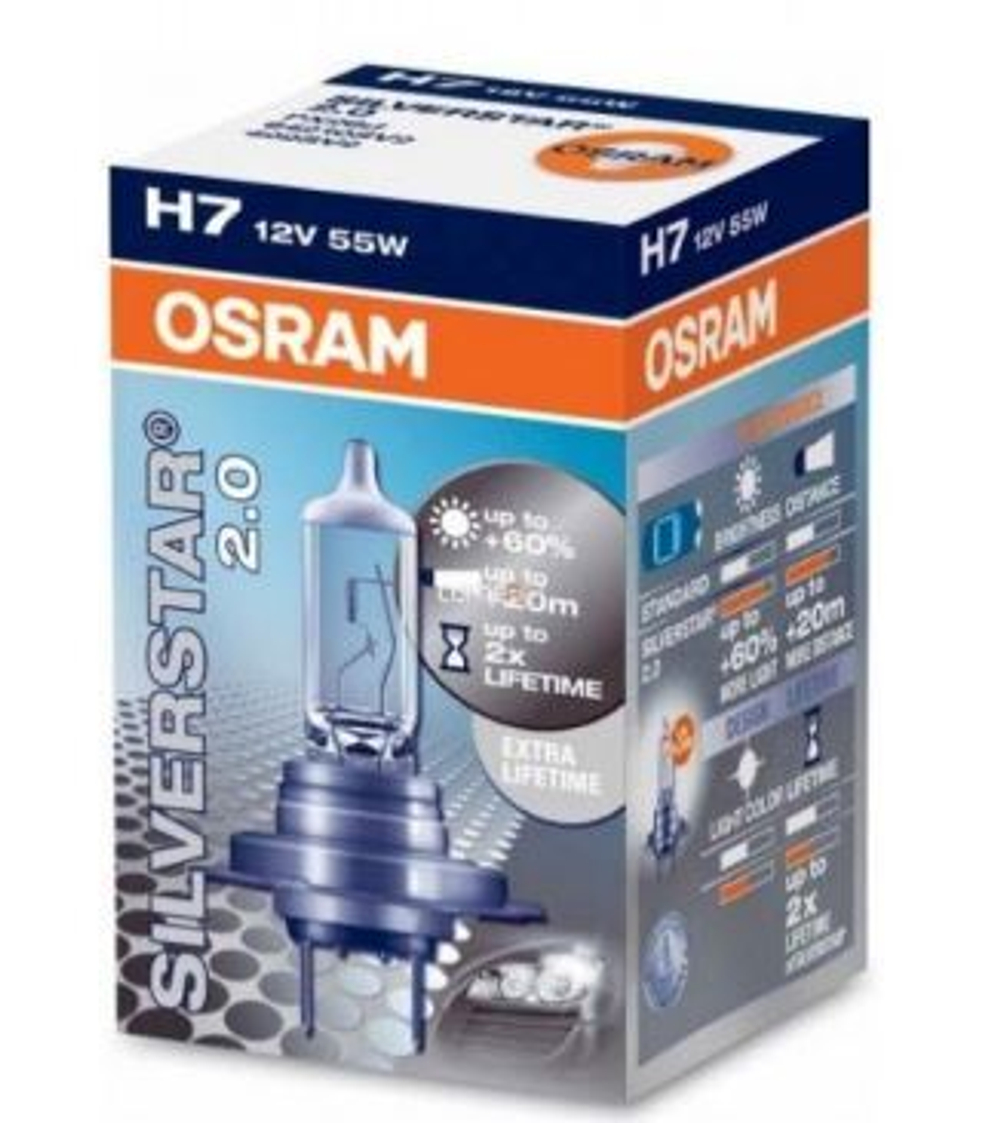 Автолампа H7 12V 55W Osram   + 60% SILVERSTAR (64210SVS) шт