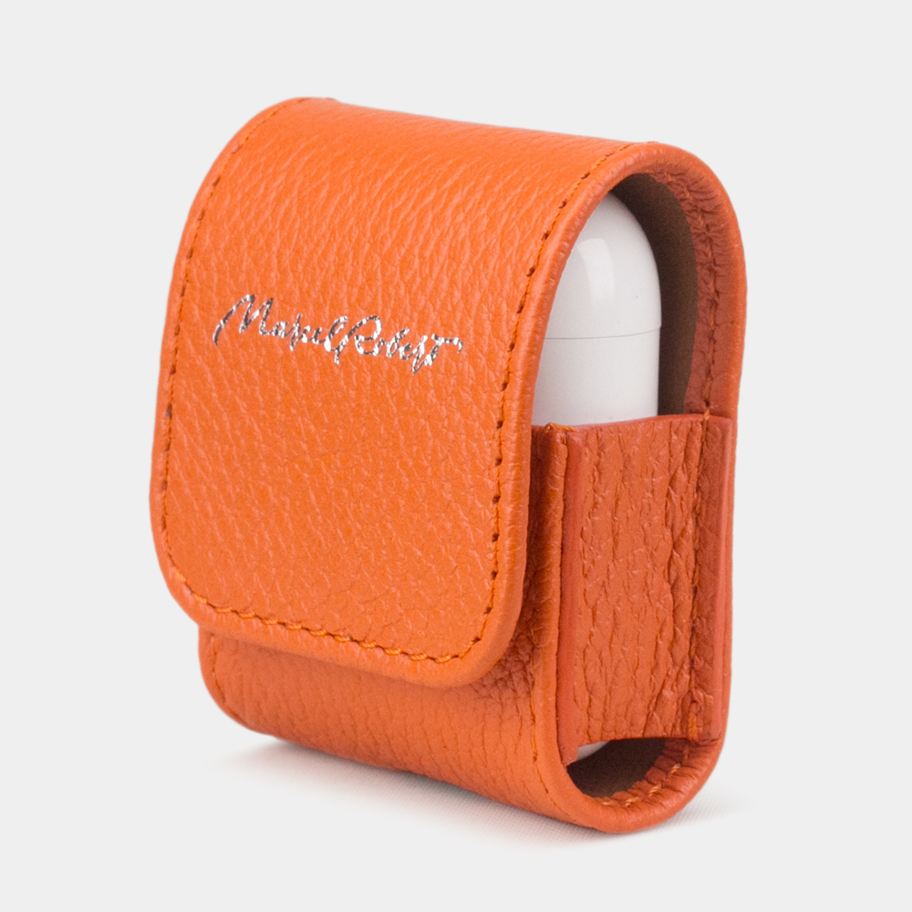 Чехол-держатель для наушников Petit Easy из натуральной кожи теленка, оранжевого цвета