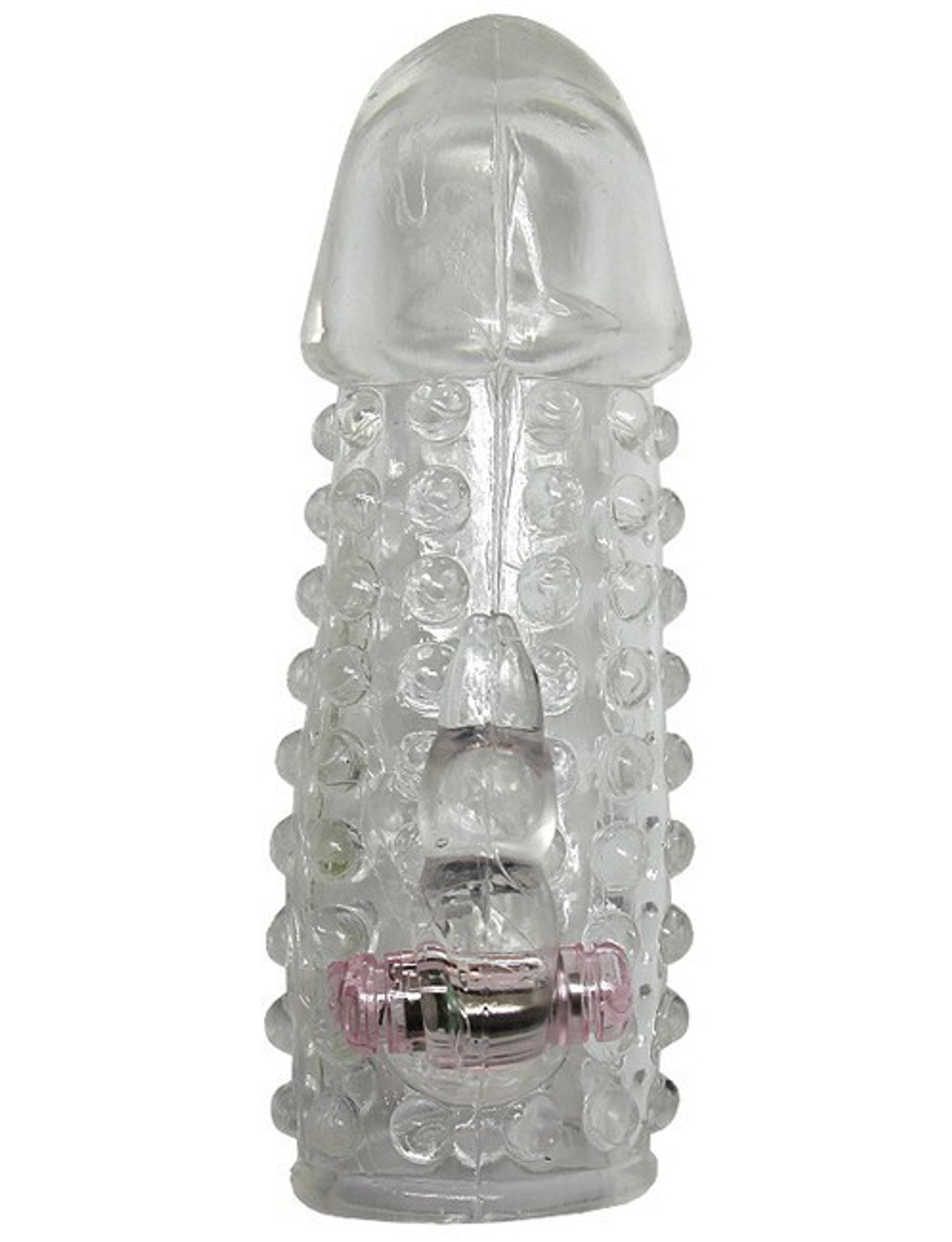 Прозрачная стимулирующая насадка на пенис с вибро-пулькой (Цвет: прозрачный)