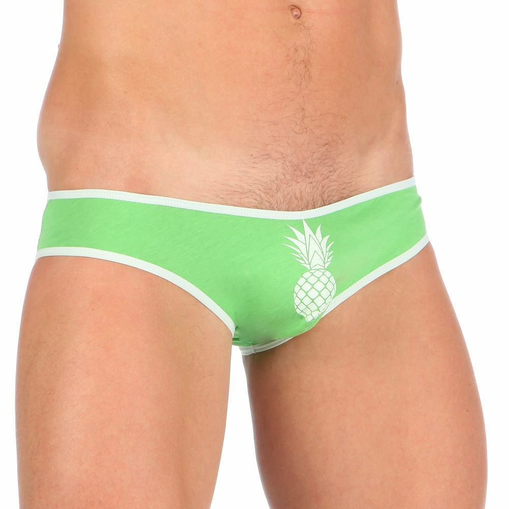 Мужские мини-слипы с белой окантовкой Pineapple (Размер: M) (Цвет: салатовый)