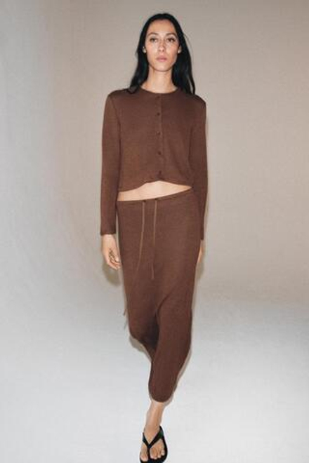 ZARA ДЛИННАЯ ЮБКА ПРЯМОГО КРОЯ, КОРИЧНЕВЫЙ