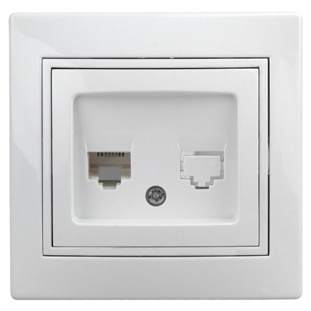 Розетка Intro Plano 1Э-303-01 информационная RJ45, СУ, без лапок, белый | Intro Plano