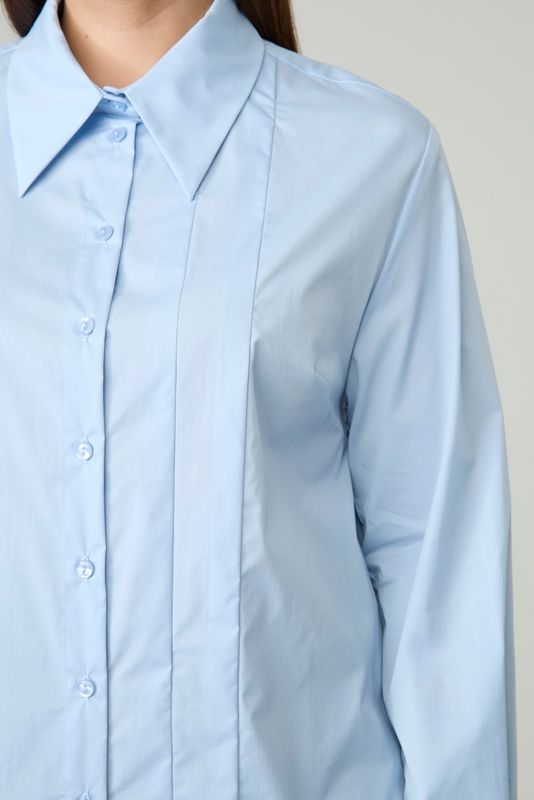 Рубашка со складками, голубая