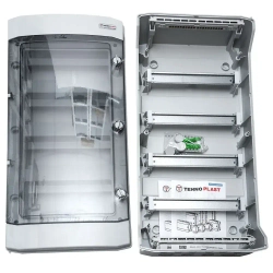 N48-D Щит электрический распределительный навесной с пластиковой полупрозрачной дверцей на 48 модулей IP65 TEHNOPLAST