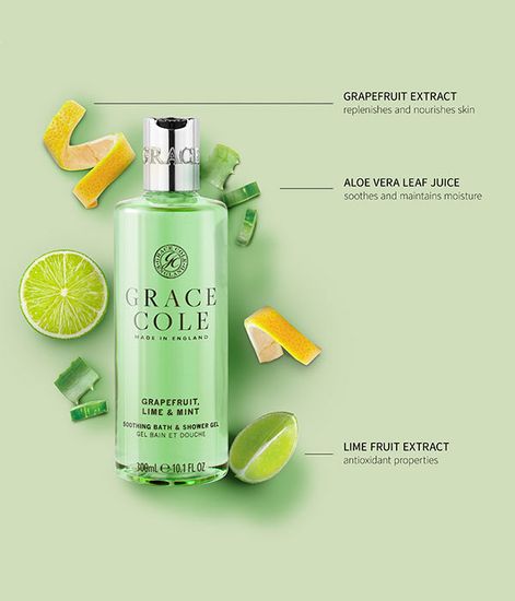 Грейпфрут, лайм и мята гель для ванны и душа, Grace Cole