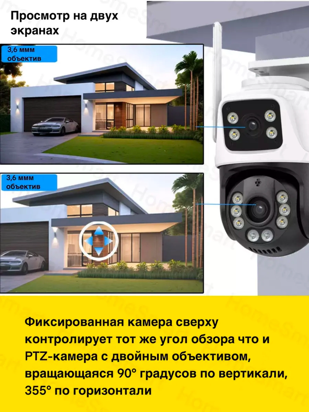 Камера видеонаблюдения уличная для дома Wi-Fi 64ГБ 3м
