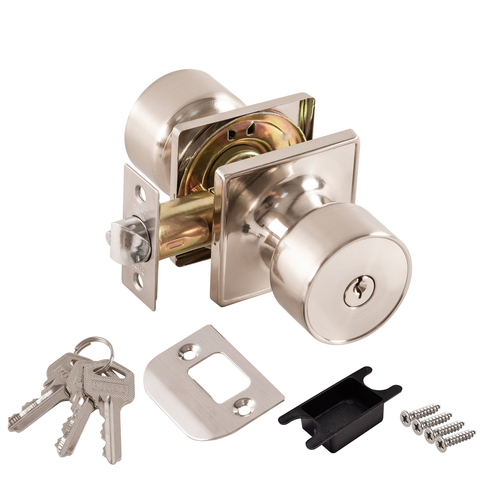 Замок ручка Никель с ключом, фиксатором DK772