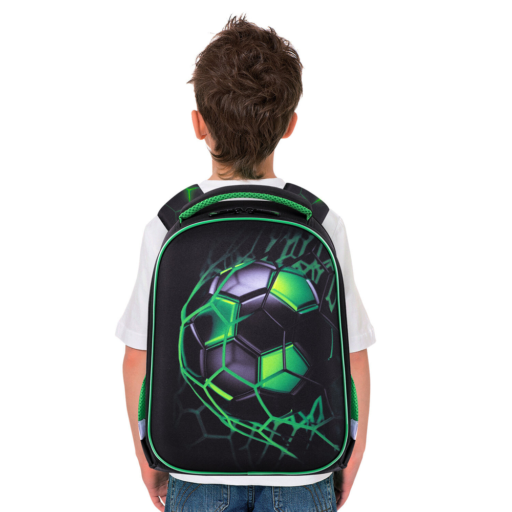 Ранец BRAUBERG KIDS START, 1 отделение, 2 кармана, "Green ball", 35х26х13 см, 272092