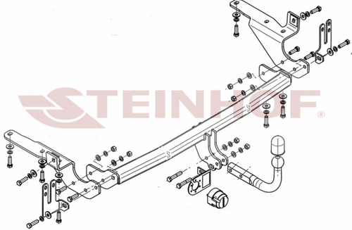 Фаркоп на Toyota RAV4 с запасным колесом на двери 2006-2013 без подрезки бампера (паспорт и сертификат в комплекте)(без электрики) Steinhof.T-188
