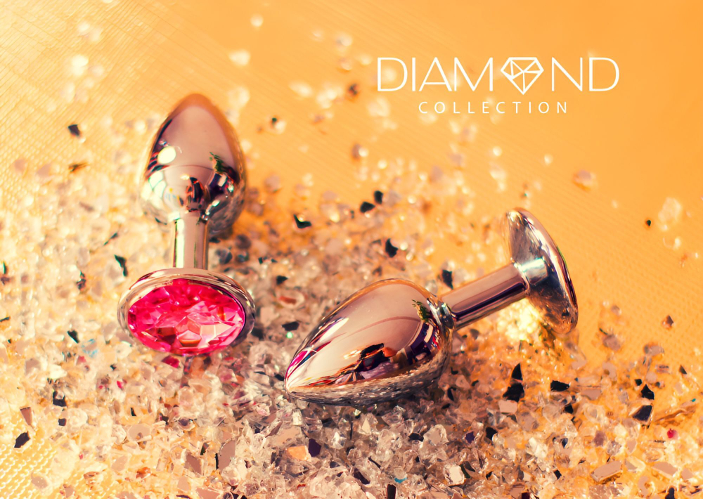 Большая серебристая анальная пробка Sparkle Large с розовым кристаллом - 8 см.