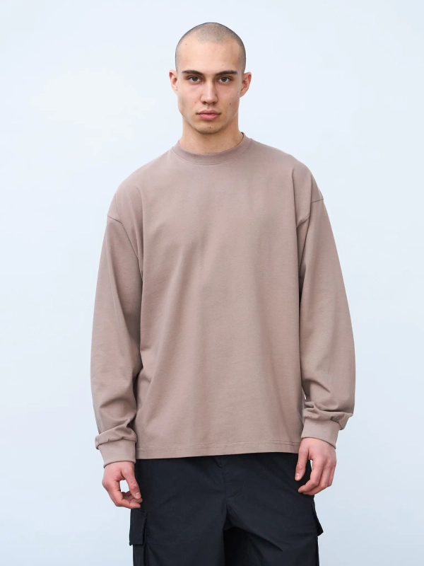 Лонгслив оверсайз (темно-бежевый) 230 г