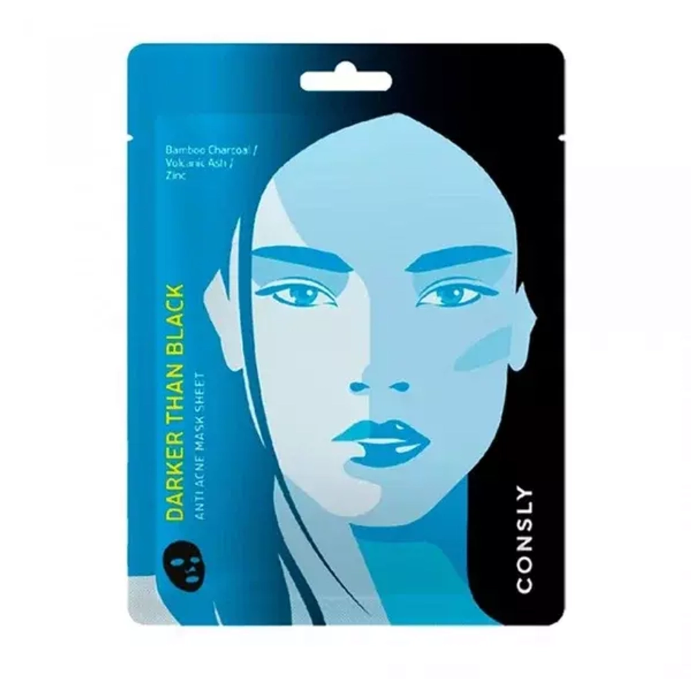 CONSLY Darker than Black Anti Acne Mask Sheet Тканевая маска для проблемной кожи 25мл