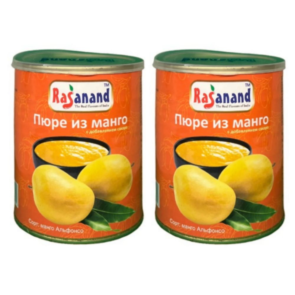 Пюре манго с добавлением сахара Rasanand Alphonso Mango Pulp 850 г, 2 шт
