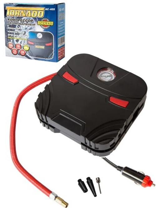 Компрессор поршневой TORNADO 12В, 28л/мин, с фонарем (TORNADO)
