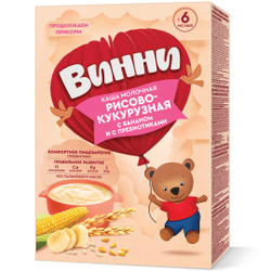 Каша молочная рисово-кукурузная с бананом и с пребиотиками Винни 200г с 6 месяцев