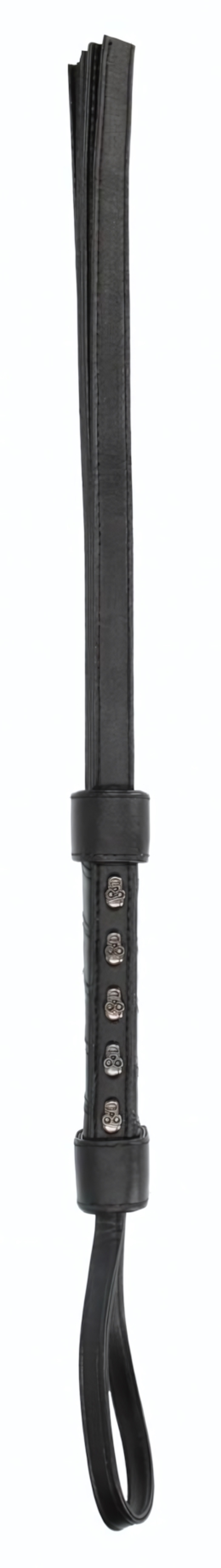 Черная плетка с металлическим декором в виде черепов - 53 см. (Цвет: черный)