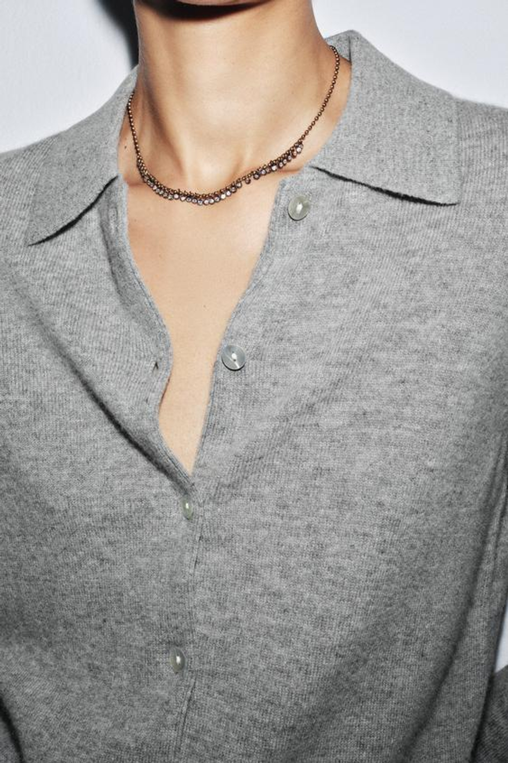 ZARA ОЖЕРЕЛЬЕ ИЗ БУСИН С КАМНЯМИ, РОЗОВО-ЗОЛОТОЙ