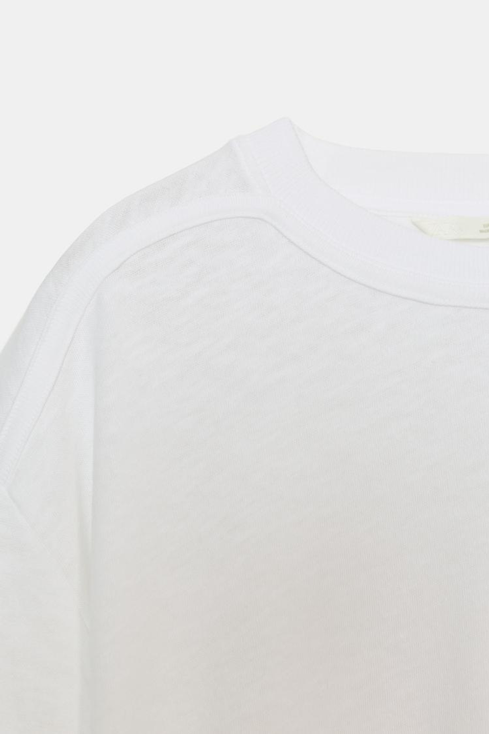 ZARA ХЛОПКОВАЯ ФУТБОЛКА С КОРОТКИМИ РУКАВАМИ, БЕЛЫЙ