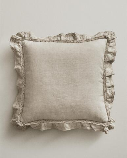 Zara Home наволочка декоративная из льна, светло-бежевый, 50x50 см
