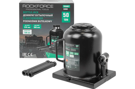 Домкрат гидравлический RF-T95007EURO бутылочный низкопрофильный 50т (выс.подъема 230-360мм) ROCKFORCE