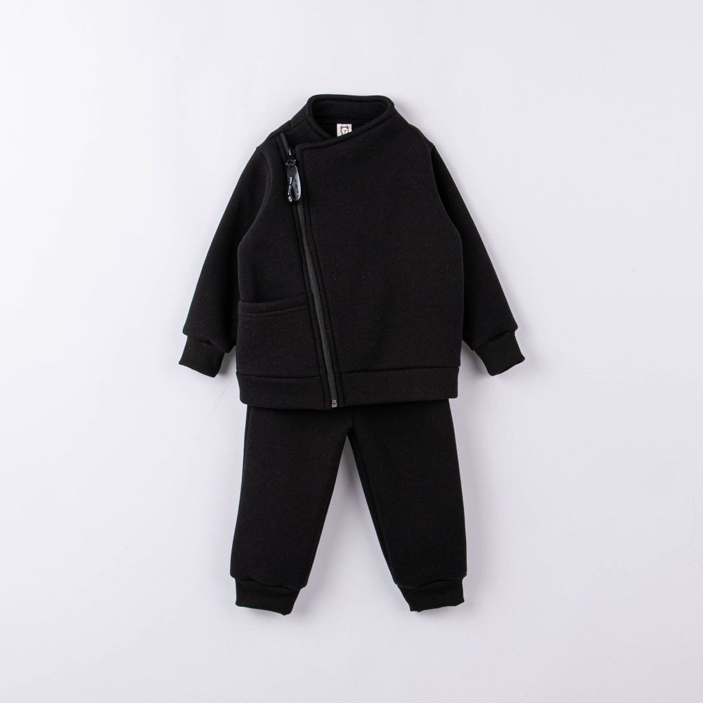 Толстовка с косой молнией "Уголь" утепленная