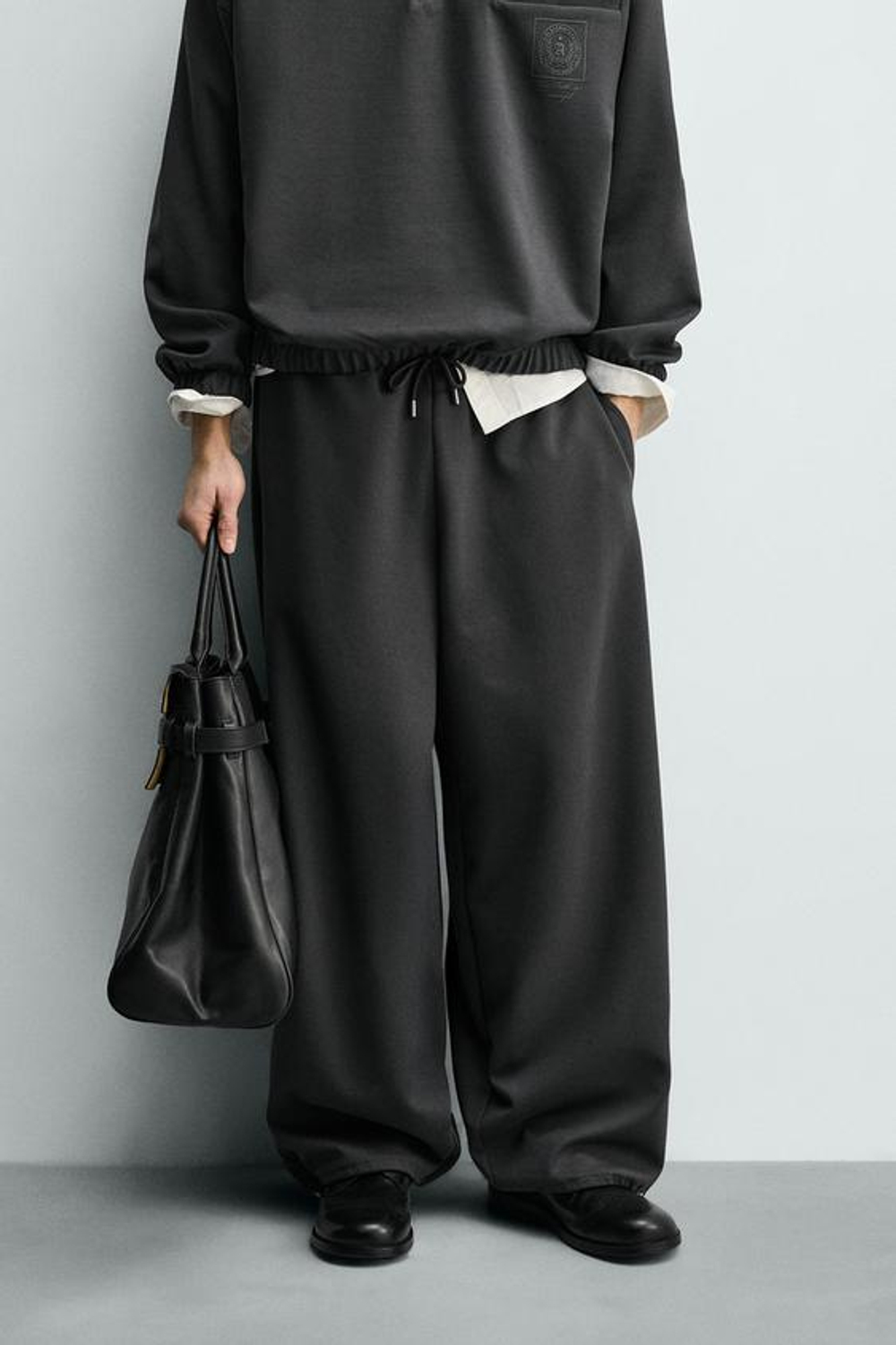 ZARA БРЮКИ-ДЖОГГЕРЫ BAGGY FIT, АНТРАЦИТОВО-СЕРЫЙ