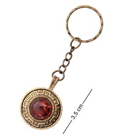 AM-3586 Брелок «Жетон Бизон» (латунь, янтарь)