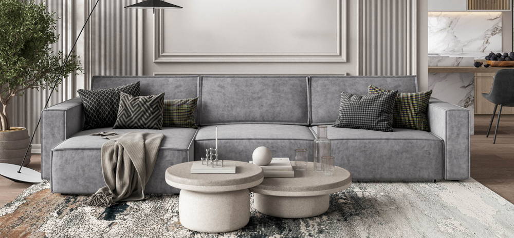 Угловой диван BOSS SOFT MODOOL MAX Велюр Royal агат